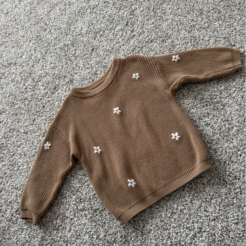 Brown Floral Kids Sweater